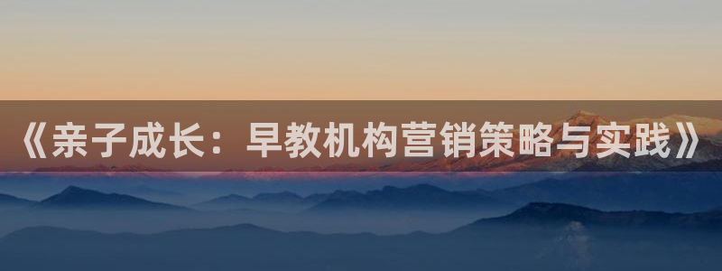 威九国际网站经常打不开：《亲子成长：早教机构营销策略与实践》